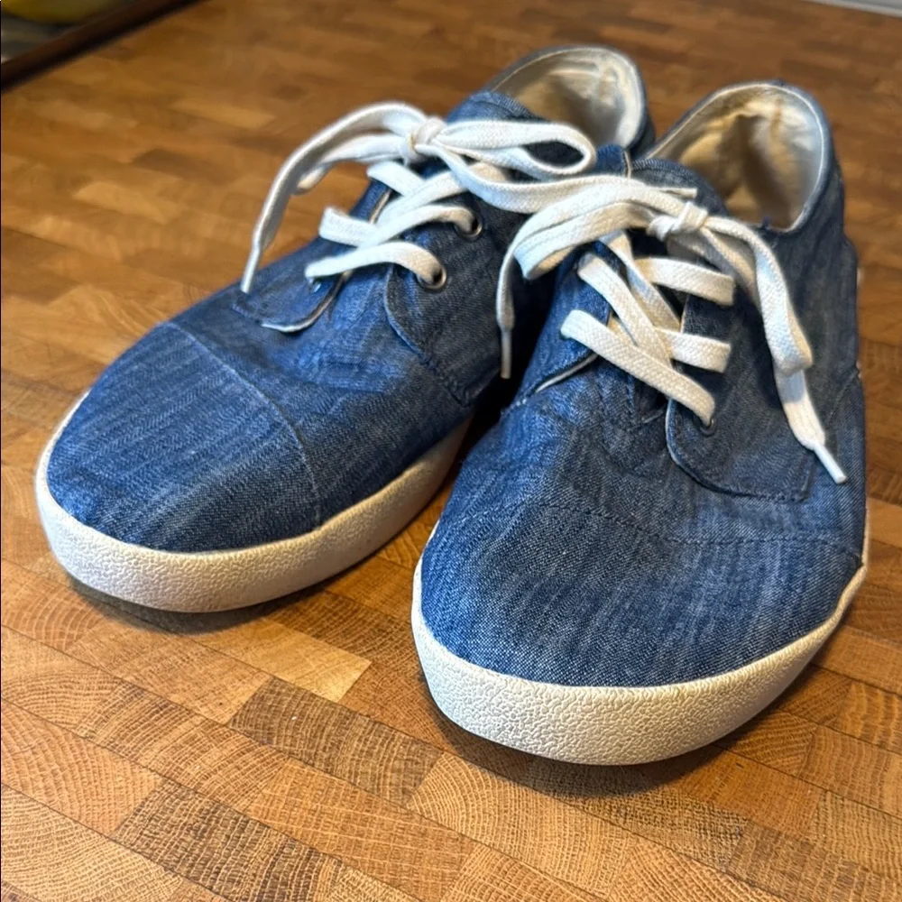 Toms Blue Denim Sneakers Casual Lace-Up - Picture 3 of 4